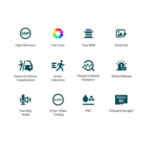 TP-LINK IP Kamera kültéri színes éjjellátó 5 Megapixel, 2.8mm Objektív, VIGI C350(2.8MM)