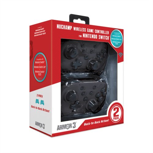 ARMOR3 NUCHAMP Nintendo Switch Kiegészítő Vezeték nélküli kontroller, Fekete & Fekete (2-PACK)