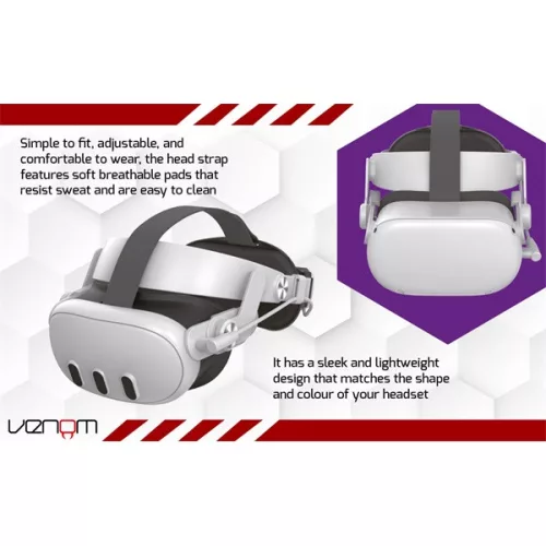 VENOM Meta Quest 2 & 3 Kiegészítő Univerzális headset pánt és 5000 mAh akkumulátor csomag, VS4209