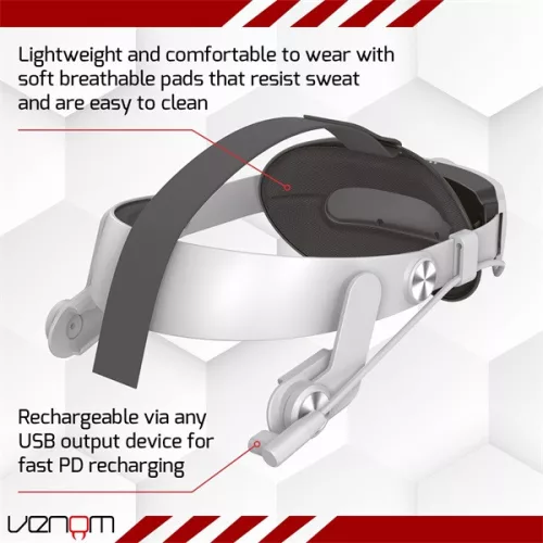 VENOM Meta Quest 2 & 3 Kiegészítő Univerzális headset pánt és 5000 mAh akkumulátor csomag, VS4209