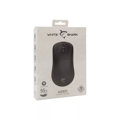 WHITE SHARK AERO-B WGM-5015B gamer egér, 10.000 dpi, 6 gombos fekete