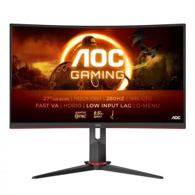   AOC Ívelt Gaming 280Hz monitor 27" C27G2Z3/BK, 1920x1080, 16:9, 300cd/m2, 0,5ms, HDMIx2/DisplayPort, állítható magasság