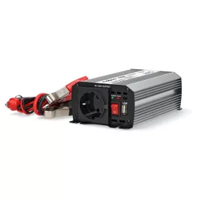   Nedis PIM30012FGY 12V DC - 230V AC inverter, 300W, csatlakozás: szivargyújtós, akku csipesz
