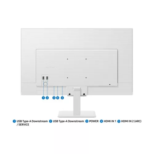 SAMSUNG SMART IPS monitor 27" M5, 1920x1080, 16:9, 250cd/m2, 5ms, 2xHDMI/2xUSB/WiFi/Bluetooth, hangszóró, fehér