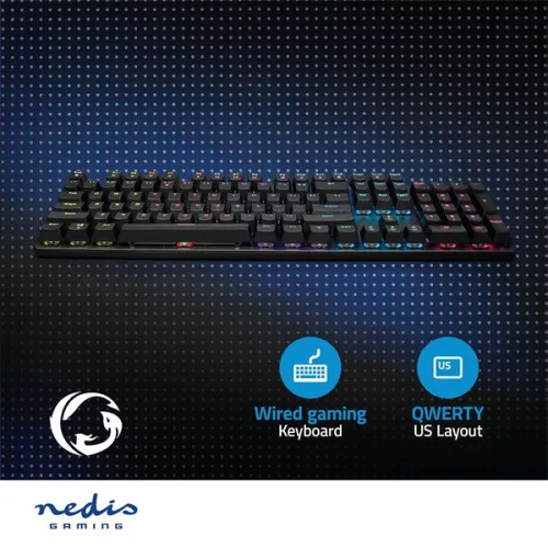 Nedis GKBDM110BKUS gamer billentyűzet, USB,Mechanikus gombok | LED | QWERTY | Amerikai kiosztás