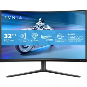   PHILIPS Evnia 32M2C5500W - 32 Inch QHD Curved Gaming Monitor, 0.5 ms MPRT, 240 Hz, FreeSync Prem. Pro, HDR400 (2560 x 1440, HDMI, DisplayPort, USB Hub) Grey