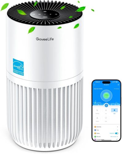 GoveeLife Mini Air Purifier for Bedroom, HEPA Smart Filter Air Purifier with Alexa App Control Against Pet Hair, Odors, Pollen, Smoke, Portable Air Purifier with 3 Speeds, Timer