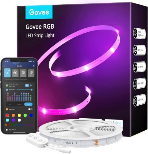 Govee LED Strip Smart RGB WiFi LED Strip 15 m Fairy Lights Band App Control WiFi with Alexa and Google Assistant, Music Sync Colour Changing DIY Decoration for Bedroom Kitchen Living Room