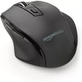   Amazon Basics - Ergonomic Wireless Mouse with Quick Scrolling, Regular Size, Black