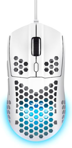 Trust Gaming GXT 928 Helox Gaming Maus, Ultraleichte Kabelgebundene USB Maus 65g, Einstellbare DPI (200-6400), Optischer Sensor, 6 Programmierbare Tasten, RGB-Beleuchtung für Gaming PC MMO - Weiß