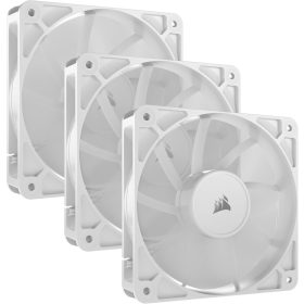   Corsair AF120 RGB Slim, 120 mm PWM Fan Set with Dynamic Bearing, Thin Profile for Small Cases, Up to 2000 rpm, 8 Addressable RGB LEDs, Double Pack with Lighting Node CORE - White