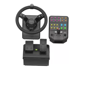   Logitech G Farming Simulator Bundle for heavy machinery (2nd generation), steering wheel controller for Farming Simulator 19 (or earlier) - steering wheel, gas and brake pedals, side console for PC / PS4