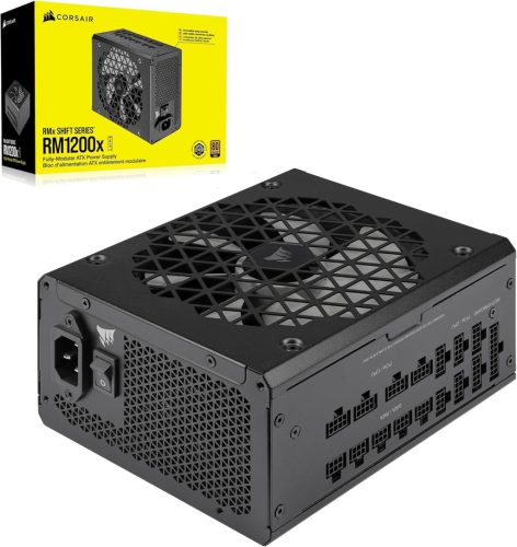 Corsair RM1200x Shift Fully Modular ATX Power Supply - Modular Side Interface - ATX 3,0 & PCIe 5,0 Compatible - Zero RPM Fan Mode - 105°C Capacitors - 80 Plus Gold Efficiency - Black