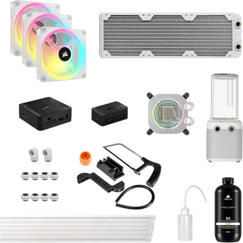 Corsair Hydro X Series iCUE LINK XH405i Custom Cooling Kit - Hardline Water Cooling Circuit - XC7 Elite CPU Water Cooler - XD5 Elite D5 Pump - 3X QX120 RGB Fans - Steel Grey