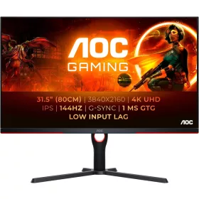   AOC Gaming U32G3X - 32 Inch 4K UHD Monitor, 144Hz, IPS, 1ms GTG, G-Sync Compatible, Low Input Lag, HDR400, Állítható magasság