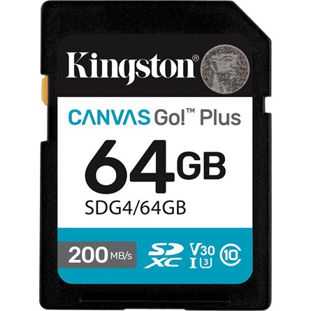 Kingston 64GB Canvas Go! Plus UHS-1 Class10 U3 V30 SDXC memóriakártya fekete