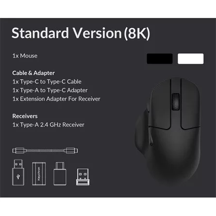 Keychron M7 8K optikai Bluetooth / vezeték nélküli egér fekete