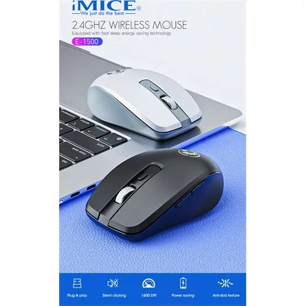 iMICE E-1500 optikai vezeték nélküli egér fekete